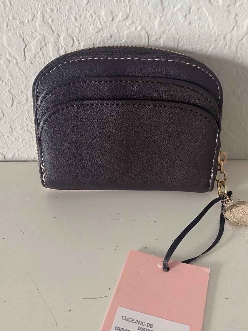 Juicy Couture Couture University Mini Compact Wallet Embroidered Dusty Blush NEW